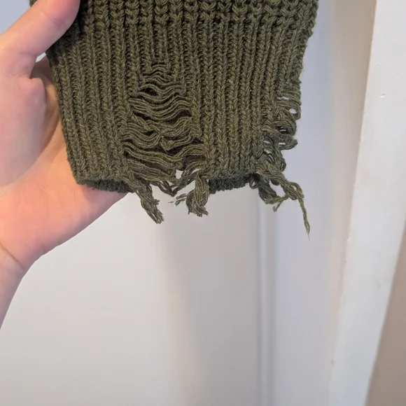 Umgee Olive and Black Knit Zip Hoodie with Hood - Picture 4 of 5